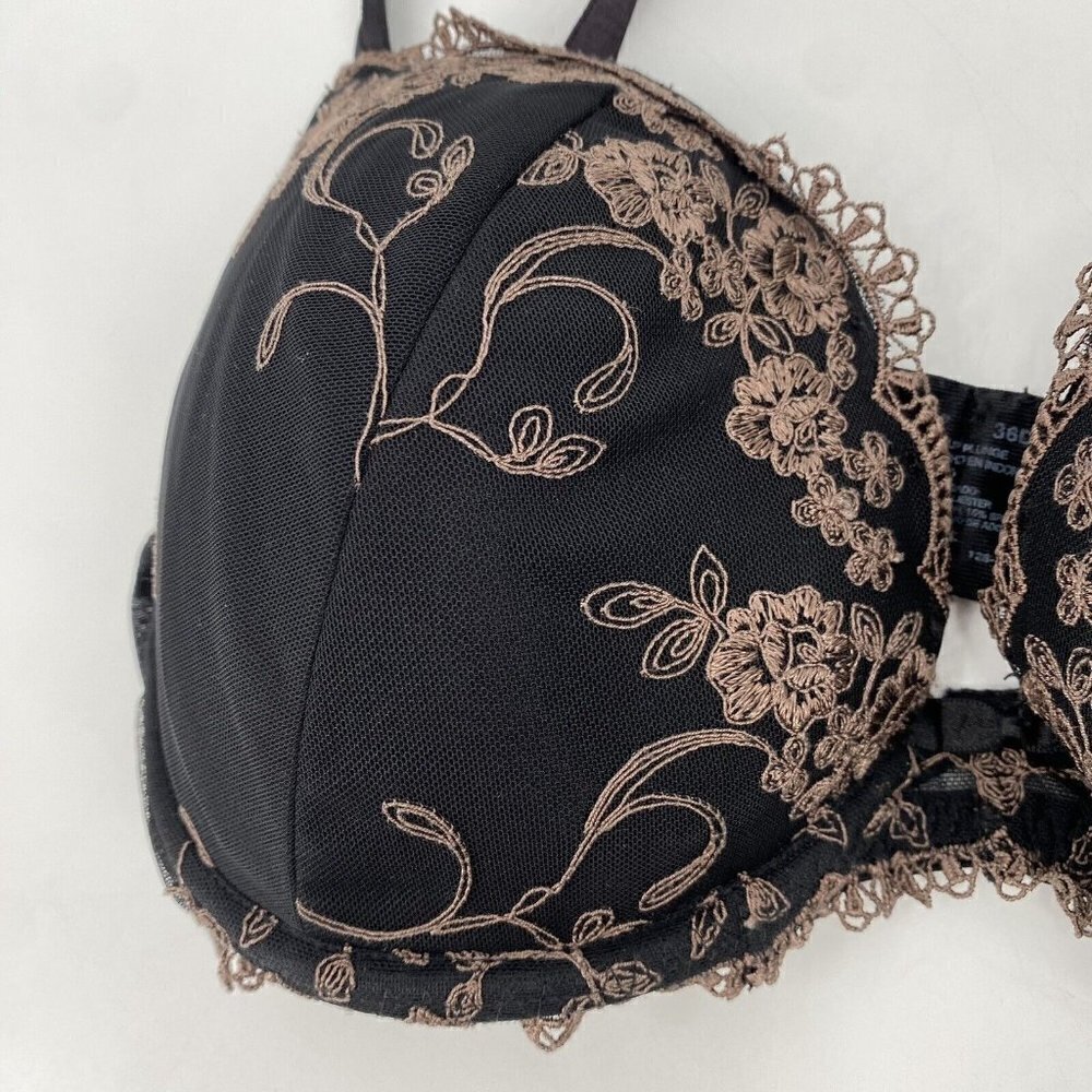 Ambrielle Women Bra 36DD Black Extreme Push Up Lace Underwire Adjustable Straps - Picture 4 of 6